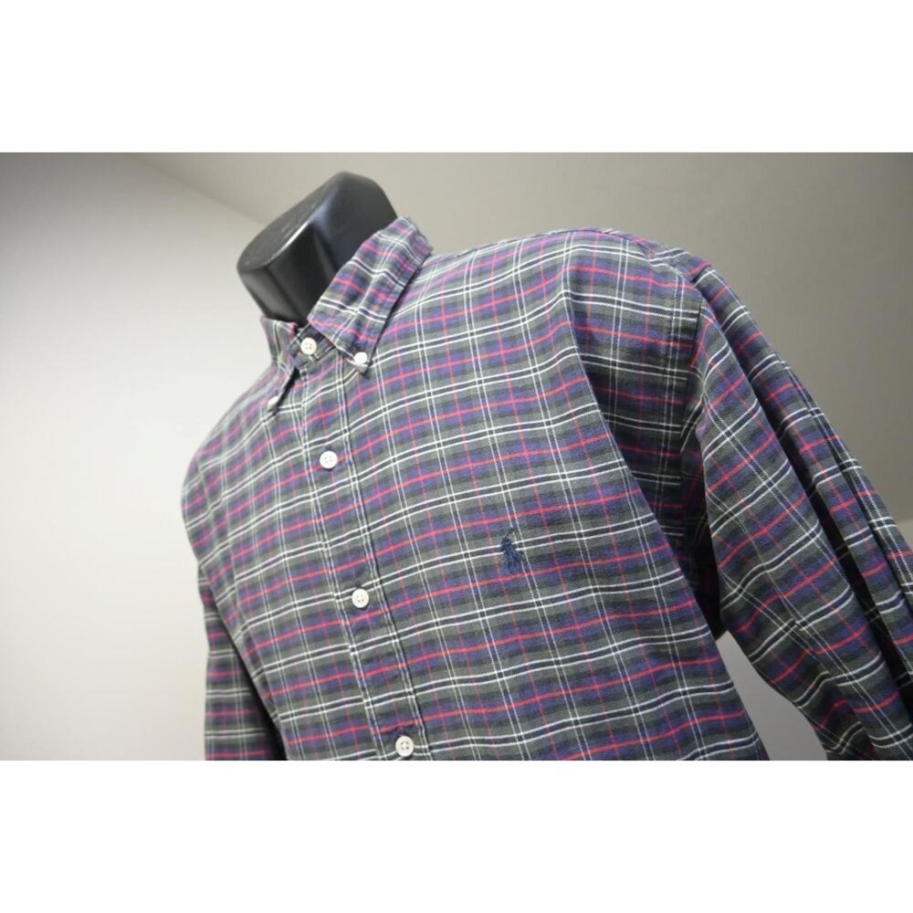 VTG Polo Ralph Lauren Dress Shirt Long Sleeve Plaid‎ Button Up Mens Large